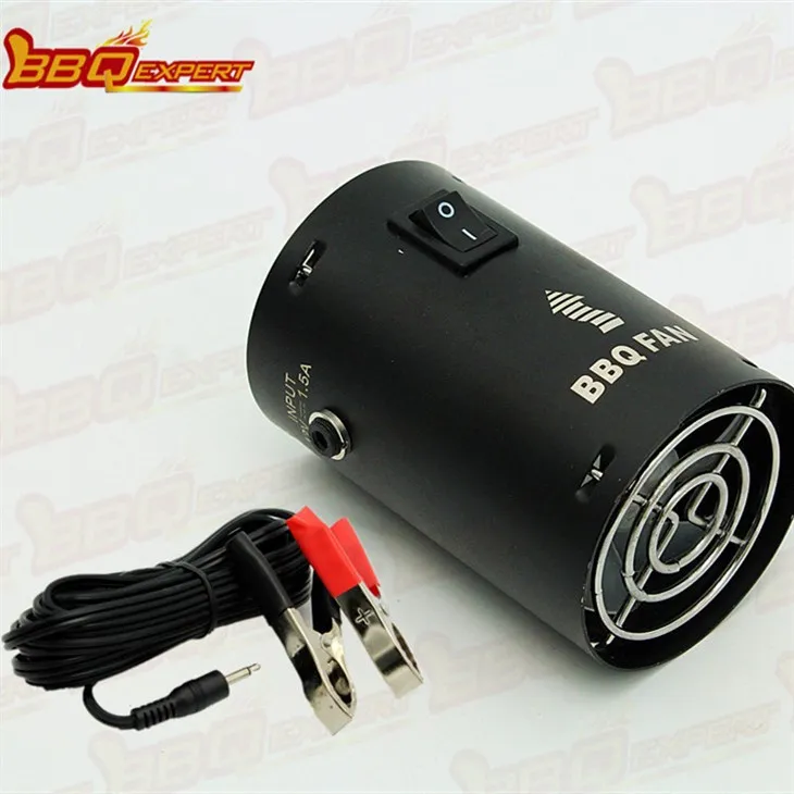 Елегантни округли вентилатор за покретање ватре на угаљ, роштиљ, пухало за роштиљ, 12В пухало за дим са алигатор копчом ФД315А(Р)